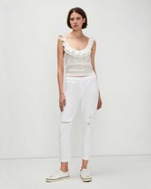7 for All Mankind Josefina Slim Distressed Boyfriend Jeans 26&quot; White $208 - $22.99