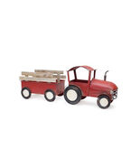 Iron Metal Tractor with Wagon Decor with Wood Accents 27.5&quot;L - 548191 - $168.10 CAD
