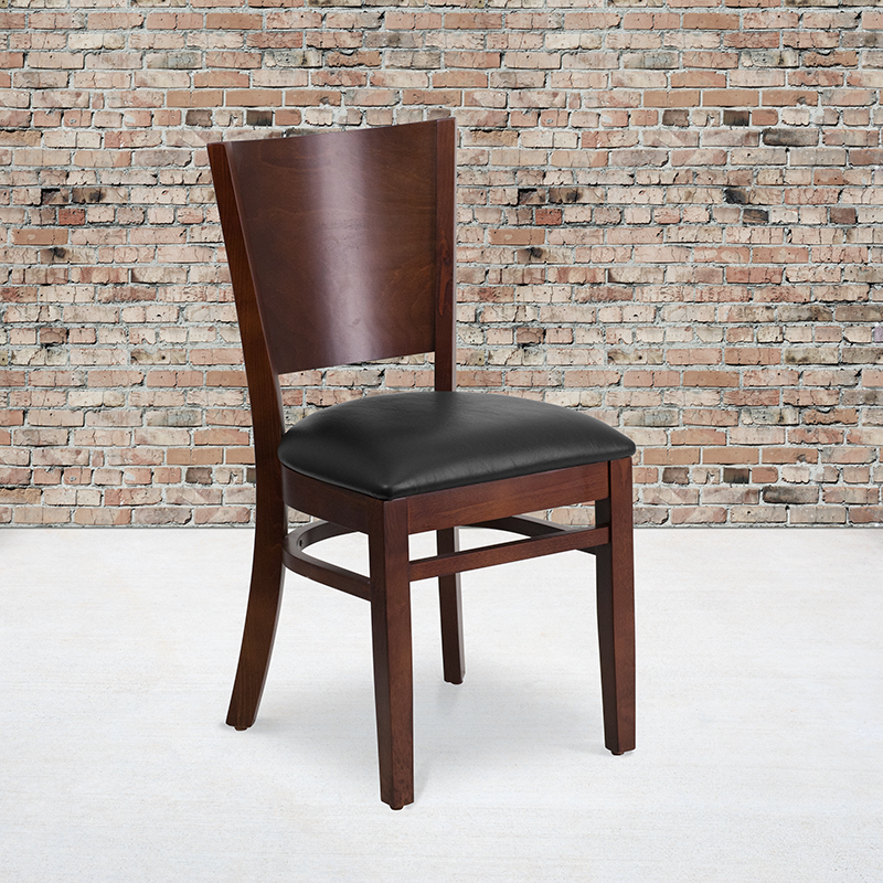 Walnut Wood Chair-Blk Vinyl XU-DG-W0094B-WAL-BLKV-GG