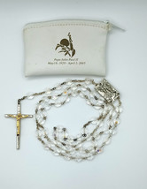 Religious Catholic Rosary Beads Clear Iridescent w/ Pope John Paul Case - £20.15 GBP