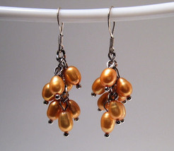 Earrings Sterling Silver Trendy Gold Rice Pearls - $9.99