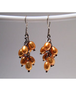 Earrings Sterling Silver Trendy Gold Rice Pearls - $189.87 MXN