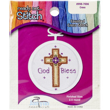 Janlynn Mini Counted Cross Stitch Kit 2.75&quot; Oval-Cross (18 Count) - £8.71 GBP