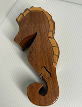 Seahorse Secret Wooden Puzzle Box Lovely Design Marine Ocean Beach Decor - £19.13 GBP