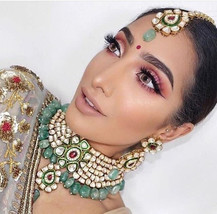 Veroniq Trends-Indian Choker Kundan/Polki Necklace Set in fluorite stone,Wedding - £139.86 GBP