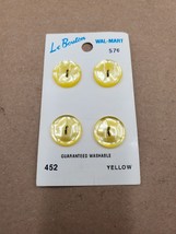 La Bouton 4 count 2 hole 5/8 inch 16mm Yellow Buttons on Card Unused Blu... - $4.90