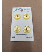 La Bouton 4 count 2 hole 5/8 inch 16mm Yellow Buttons on Card Unused Blu... - £3.85 GBP
