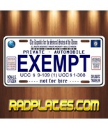 Exempt Traveler White Blue Text Aluminum Novelty License Tag Plate NEW - £13.99 GBP