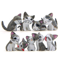 9pcs/set Cute Japanese Cat Figures Gray Mini Kitten PVC Toys - £19.68 GBP
