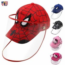 Saliva Protective Spider man Kitty Baseball Cap Kid Detachable Face Shield Hat  - £7.79 GBP