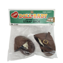 VINTAGE FIBRE CRAFT LITTLE DOLL BABY LEATHER LOOK STRAP SHOW BROWN NEW P... - £13.41 GBP