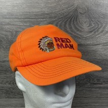 VTG Red Man Chewing Tobacco Snapback Hat Indian USA Blaze Orange Spell O... - £18.38 GBP