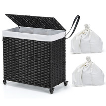 Laundry Hamper 125L 3-Section Laundry Clothes Basket with Lid &amp; Liner Ba... - £94.50 GBP