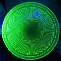 Uranium Green Depression Glass Serving Dresser Tray Platter Vanity GLOWS... - $97.99