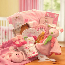 Hunny Bunny&#39;s New Baby Gift Basket - Perfect Baby Shower Gift for Baby Girls - £73.37 GBP