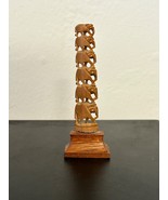 Elephant Tower. Wood Totem 4.25” Hand Carved - $276.80 MXN
