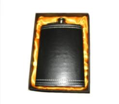 GIFT BOXED BLACK LEATHER WRAPPED FLASKS drinking flask - $9.55