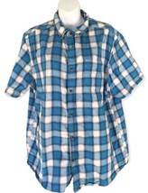 The North Face Shirt Men&#39;s XL Blue Plaid Short Sleeve Button Up - £14.33 GBP