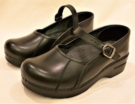 Dansko Marcella Mary Jane Leather Clogs Size EU 37/US~6.5-7 Black Leather - £62.52 GBP