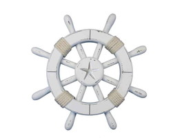 [Pack Of 2] Rustic White Decorative Ship Wheel With Starfish 12&quot;&quot; - £49.99 GBP