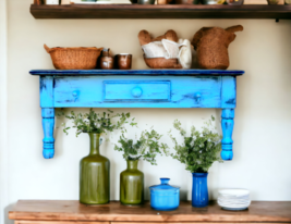 Rustic Farmhouse Charm Handcrafted Wooden Shelf Shabby Chic Inspired Kitchen - £101.51 GBP+