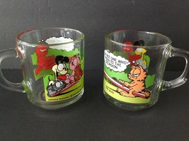 Lot 2 Vintage 1978 Garfield Collectible McDonald&#39;s Glass Coffee Mugs Jim... - $5.89
