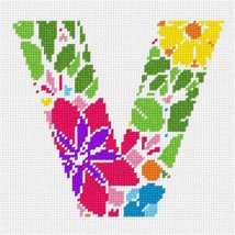 Pepita Needlepoint kit: Letter V Flower Shape, 7&quot; x 7&quot; - $50.00+