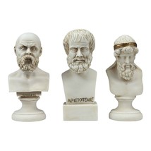 Socrates Aristotle Plato Greek Philosopher Bust Head Grey Statue Sculpture - $63.09