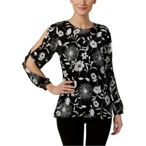 NWT Womens Size Small Vince Camuto Black and White Printed Split-Sleeve Top - £19.26 GBP