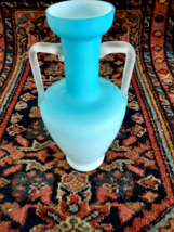Antique Satin Glass Vase with Clear Handles, 9&quot; T, Bohemian Ca. 1900 - £30.93 GBP