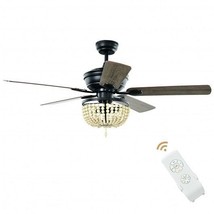 52 Inch Retro Ceiling Fan Light with Reversible Blades Remote Control-Bl... - £149.00 GBP