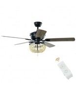 52 Inch Retro Ceiling Fan Light with Reversible Blades Remote Control-Bl... - £150.75 GBP