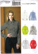Vogue Easy Options V9029 Misses 8 to 16 Button Up Blouse Uncut Sewing Pa... - $23.20
