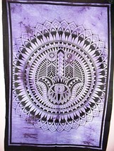 Traditional Jaipur Tie Dye Hamsa Hand Wall Art Poster, Hippie Wall Tapestry, Ind - £12.39 GBP