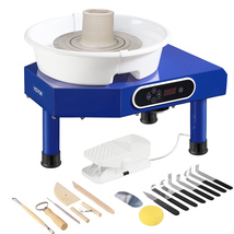 VEVOR Pottery Wheel 10in 60-300RPM Pedal LCD Panel Sculpting Tool Apron Kit - $114.90