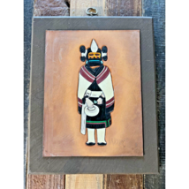Kachina Leather Art Hopi Mounted On Wood Signed By Artist Ray Briggs Vin... - $34.65
