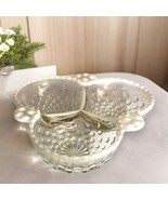 Anchor Hocking White Trim Hobnail Glass 3 Section Nut/Candy Trinket Dish... - $11.75