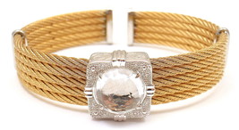 Authentic Charriol 18K Gold And Steel Wire Diamond White Topaz Celtic Bracelet - £909.28 GBP