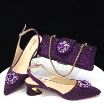 Design Lady Rhinestones Matching New Italian Crystal Luxury Shoes&amp;Bag Mi... - $109.99