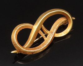 TIFFANY &amp; CO. 18K GOLD - Vintage Antique Textured Double Loop Brooch Pin... - £652.70 GBP