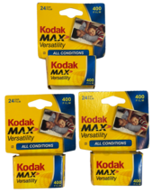 3 Kodak Max Versatility 400 Speed 35mm Film, 24 Exposures Each DATED 2007 Sealed - £28.30 GBP