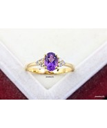 Engagement Amethyst Ring, Solitaire Amethyst Wedding Ring, Yellow Gold ring - £28.32 GBP