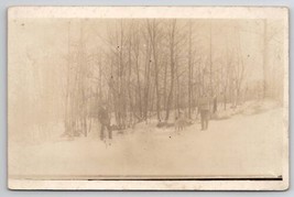 RPPC Men Hunting With Dog And Dead Animal In Snow Postcard S24 - $7.95