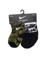 Nike Baby Boy 6 Pair Ankle Socks  Black, White, Gray &amp; Green Camo 6-12 M... - $14.84