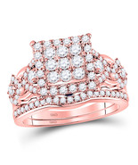 14kt Rose Gold Round Diamond Vintage-inspired Bridal Wedding Ring Set 1-1/4 Ctw - £1,257.49 GBP