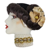 Vintage Handmade Art Deco Lady Face Head Profile Fancy Brooch Pin - £21.22 GBP