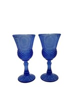 Vintage Goblet Set Of 2 Avon Fostoria Blue Glass George And Martha Washington - £8.12 GBP