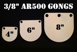 4,6&amp;8in AR500 Gong Shooting Targets - 3/8 Thk Rifle Targets - 3pc. Steel... - £46.92 GBP