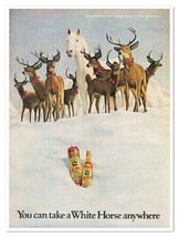 Print Ad White Horse Scotch Reindeer in the Snow Vintage 1972 Advertisement - £7.72 GBP
