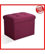Sturdy Oak Frame Foldable Ottoman - Chic Storage Solution for Any Room 1... - $807.46 MXN